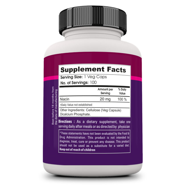 Niacin / Vitamin B3- 100 Veg caps