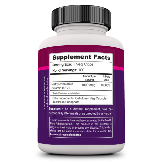Methylcobalamin/Vitamin B12 - 100 Veg caps