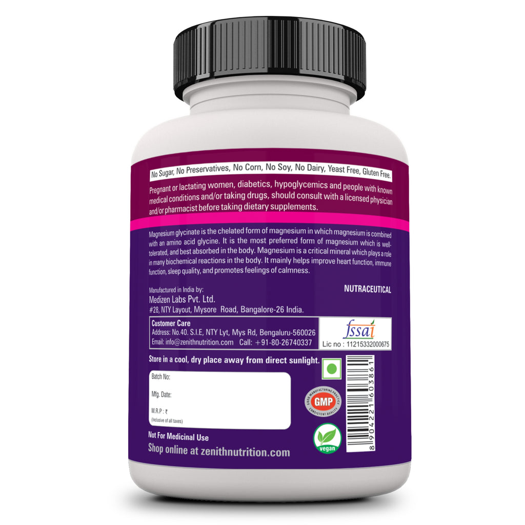 High Absorption Chelated Magnesium Glycinate 60 Vegetarian capsules