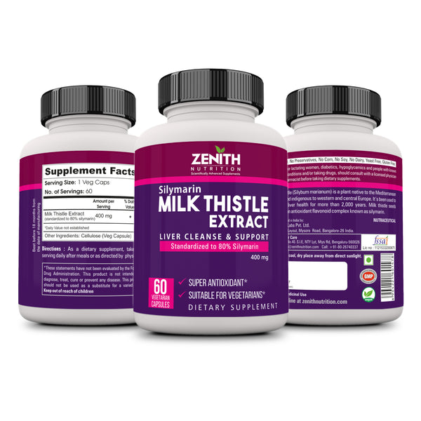 Zenith Nutrition Silymarin Milk Thistle 400mg - 60 Veg caps