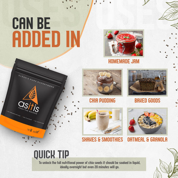 AS-IT-IS Organic Chia Seeds - 350g | Vegan Source of Protein | Antioxidant-Rich | High In Fibre