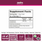 Zenith Nutrition Glutathione 250mg  - 30 Veg caps