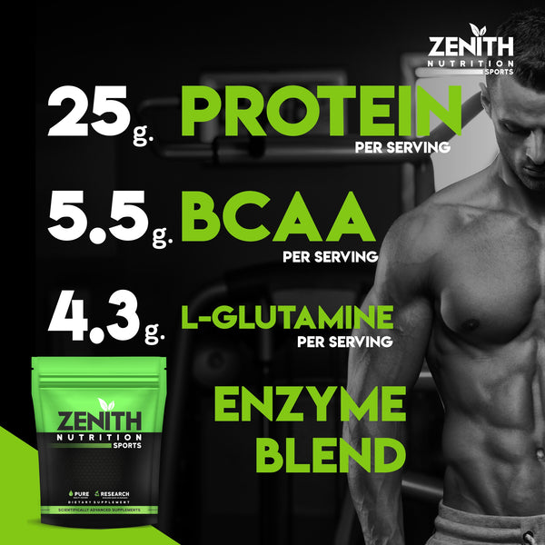 Zenith Nutrition Whey Protein with Enzymes for Digestion | 26g protein | Natural Sweetener (Kesar Kulfi )