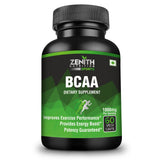 Zenith Sports BCAA 1000mg per serving of 2 capsules | Improves Athletic Performance- 60 Capsules