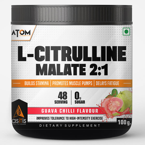 ATOM L Citrulline Malate 2:1 -| 0 Sugar | Improves Tolerance to High-Intensity Exercise | Builds Stamina |