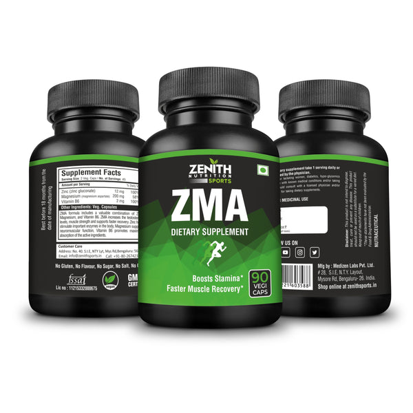 Zenith Sports ZMA, 90 Capsules | Increases Muscle Strength | Natural Mineral | Dope Free