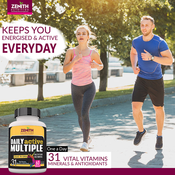 Zenith Nutrition Multivitamin for Men & Women with Astaxanthin, Piperine & Ginseng - 60 veg capsules | Daily Active Multiple with Antioxidant, Mineral & Vitamin Blend