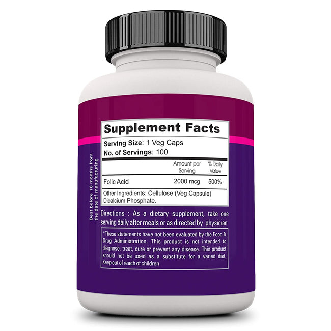 Folic Acid 2mg - 100 Veg caps