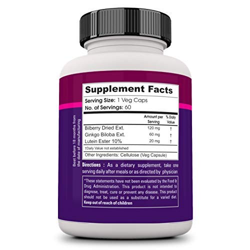 Ginkgo Biloba With Bilberry Lutein- 60 Veg caps